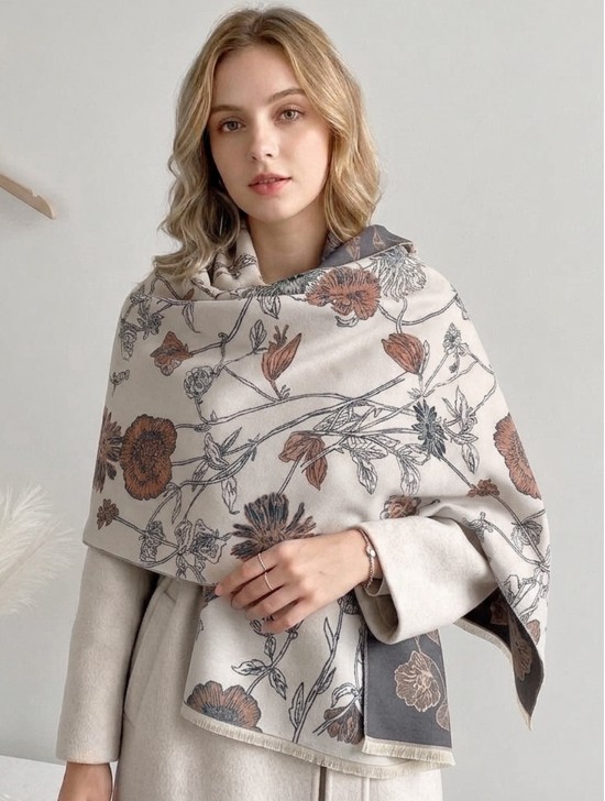 Floral Design Blanket Scarf